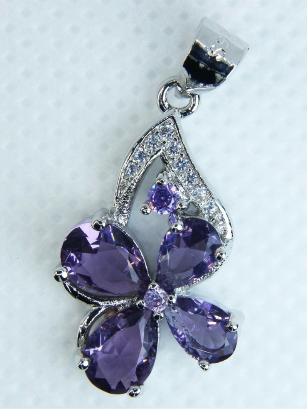 Amethyst 925 Sterling Silver floral/Flower Necklace Pendant